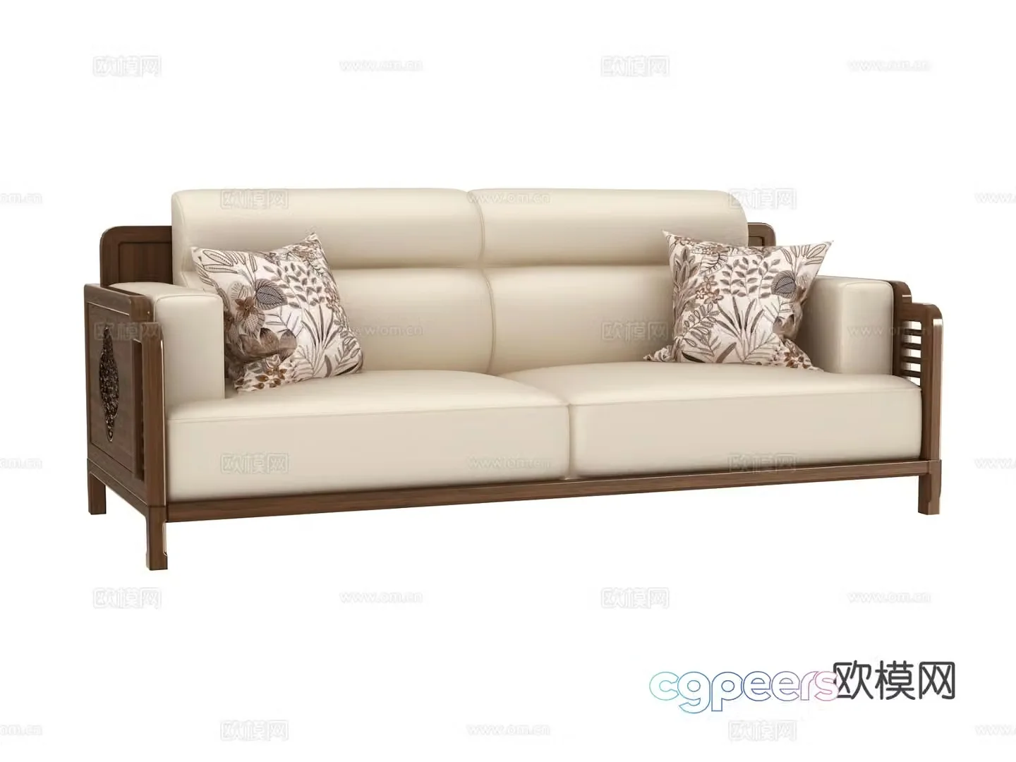 New Chinese style double sofa 3d model