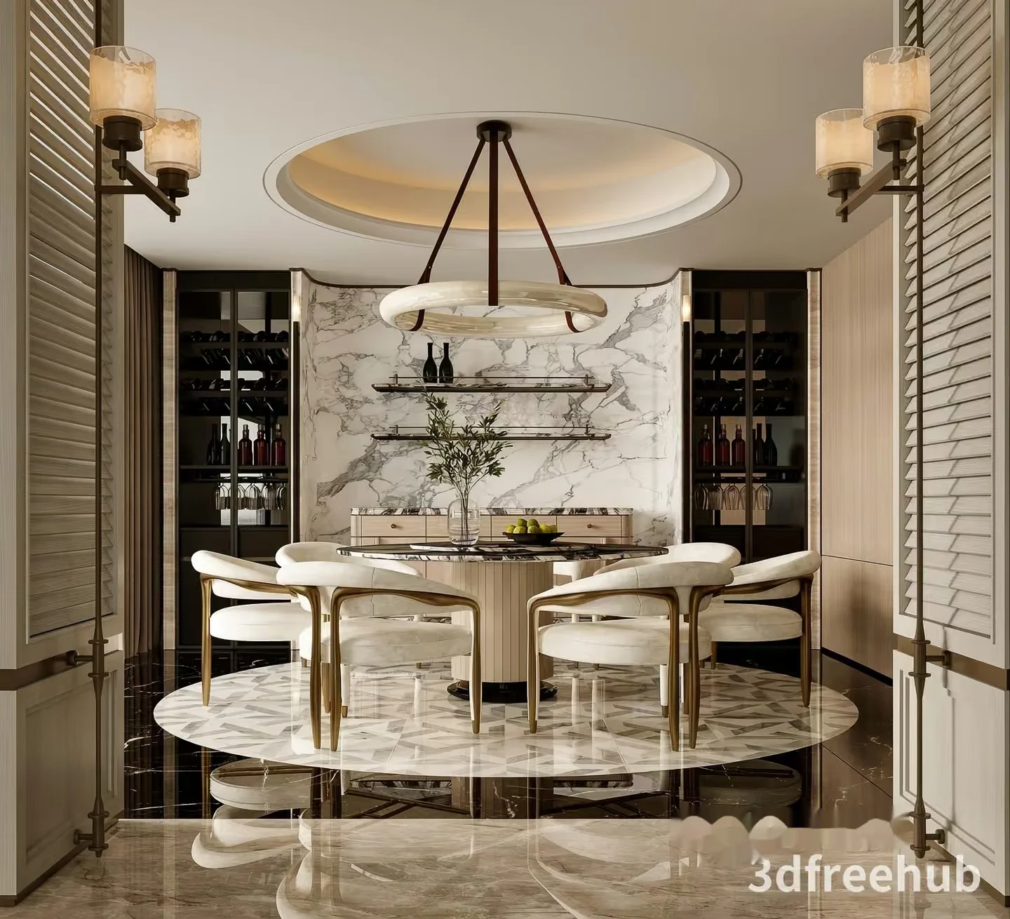 Modern Dining Room 3D Model – 23559 – VRAY Render