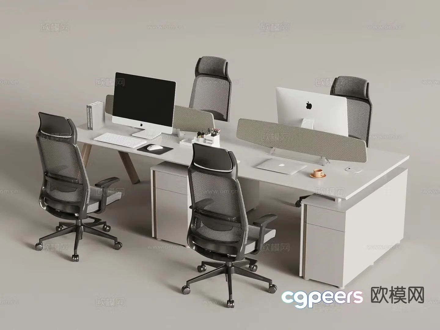 Modern desk work station post 3D model