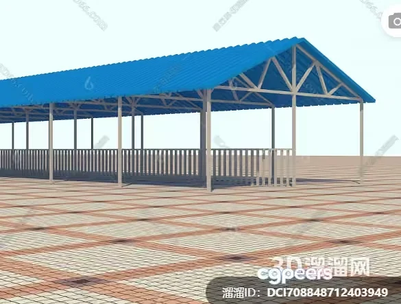 A Blue And White Building 3D Model – 4474 – VRAY Render