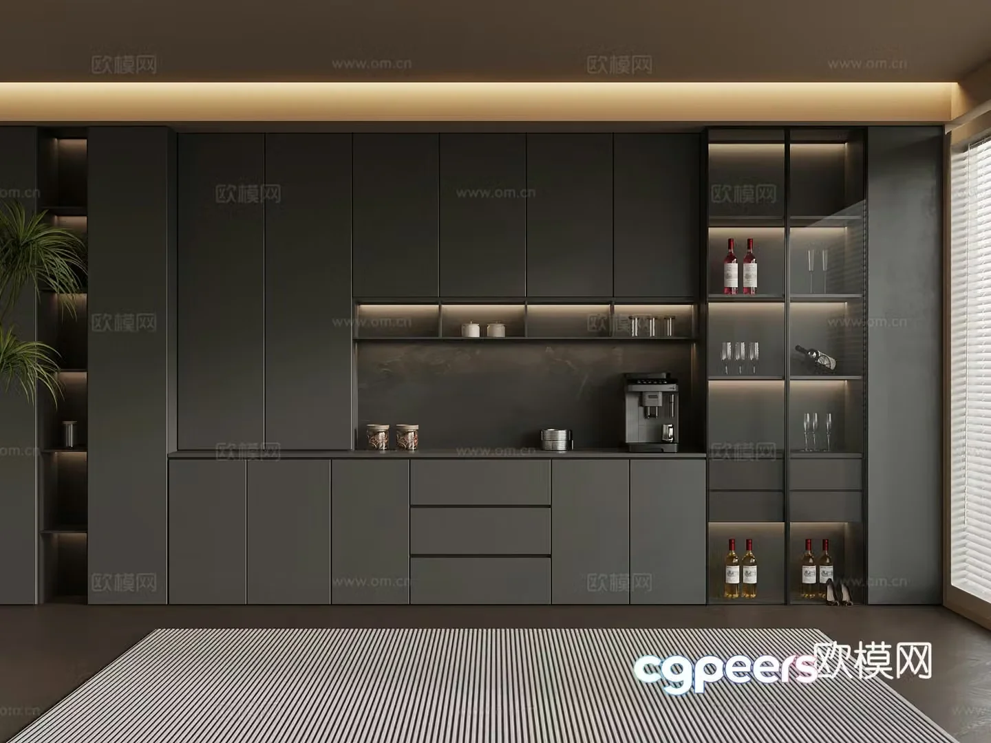 Modern sideboard wine cabinet 3d model