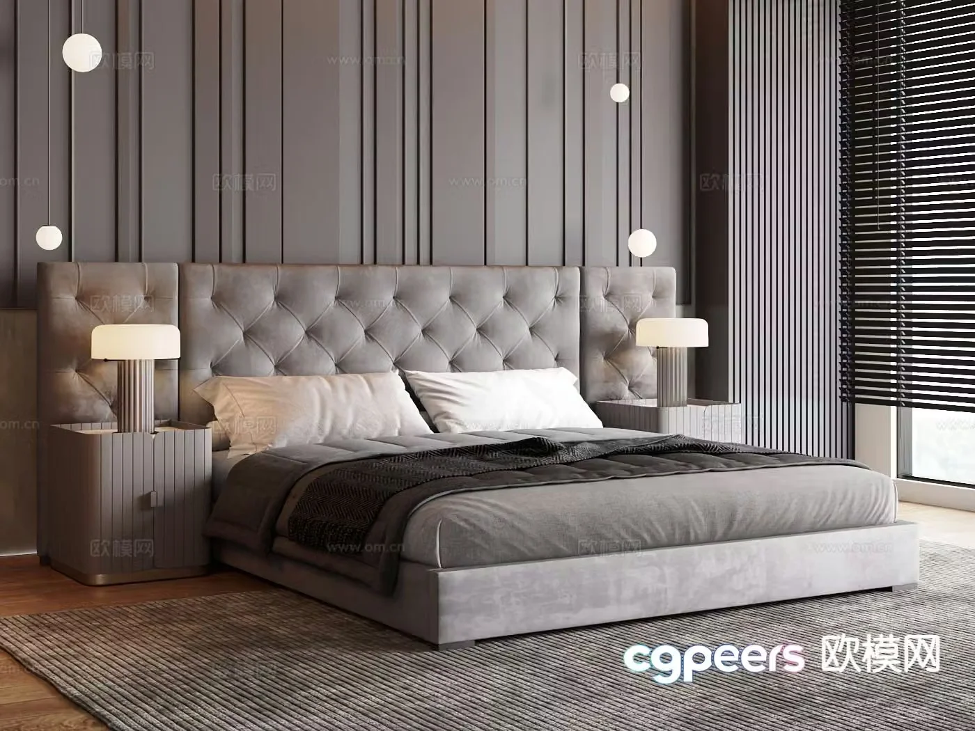 Italian double bed 3d model