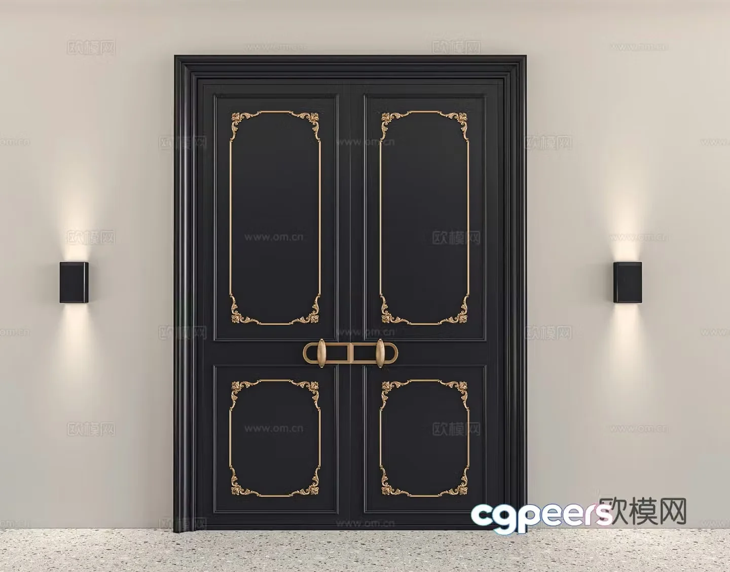 French villa double-open door 3D model
