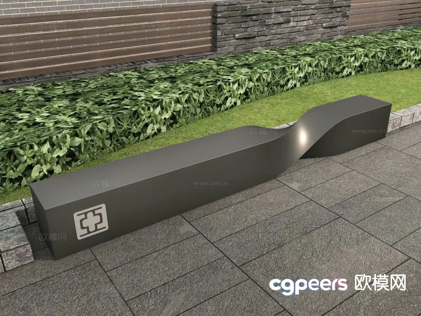 Modern landscape seating outdoor seating street rest bench 3d model