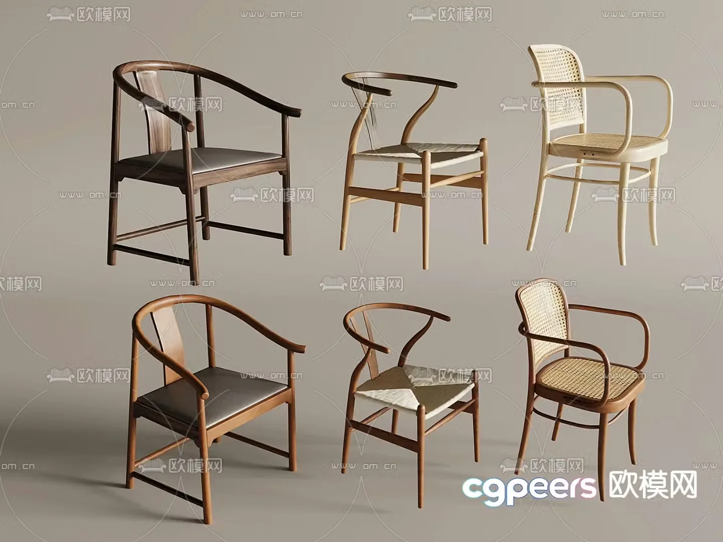 New Chinese style chair dining chair 3d model