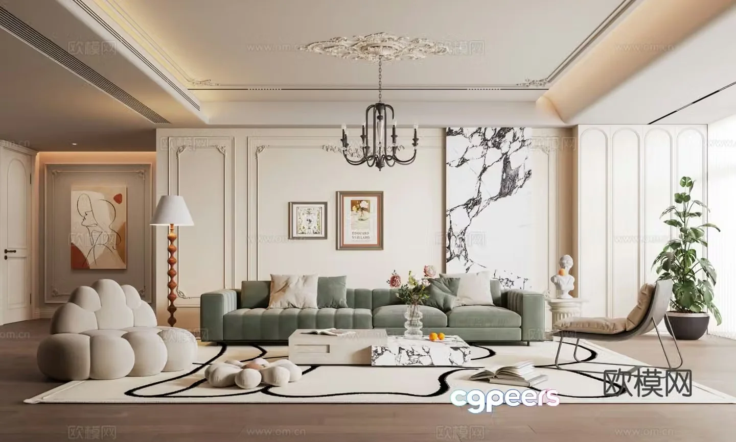 French living room 3d model