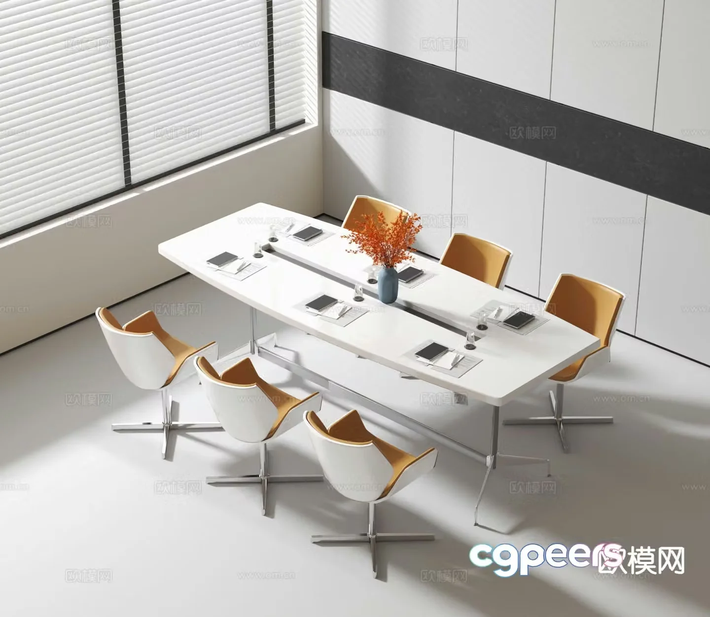 Modern conference table and chairs conference table 3d model