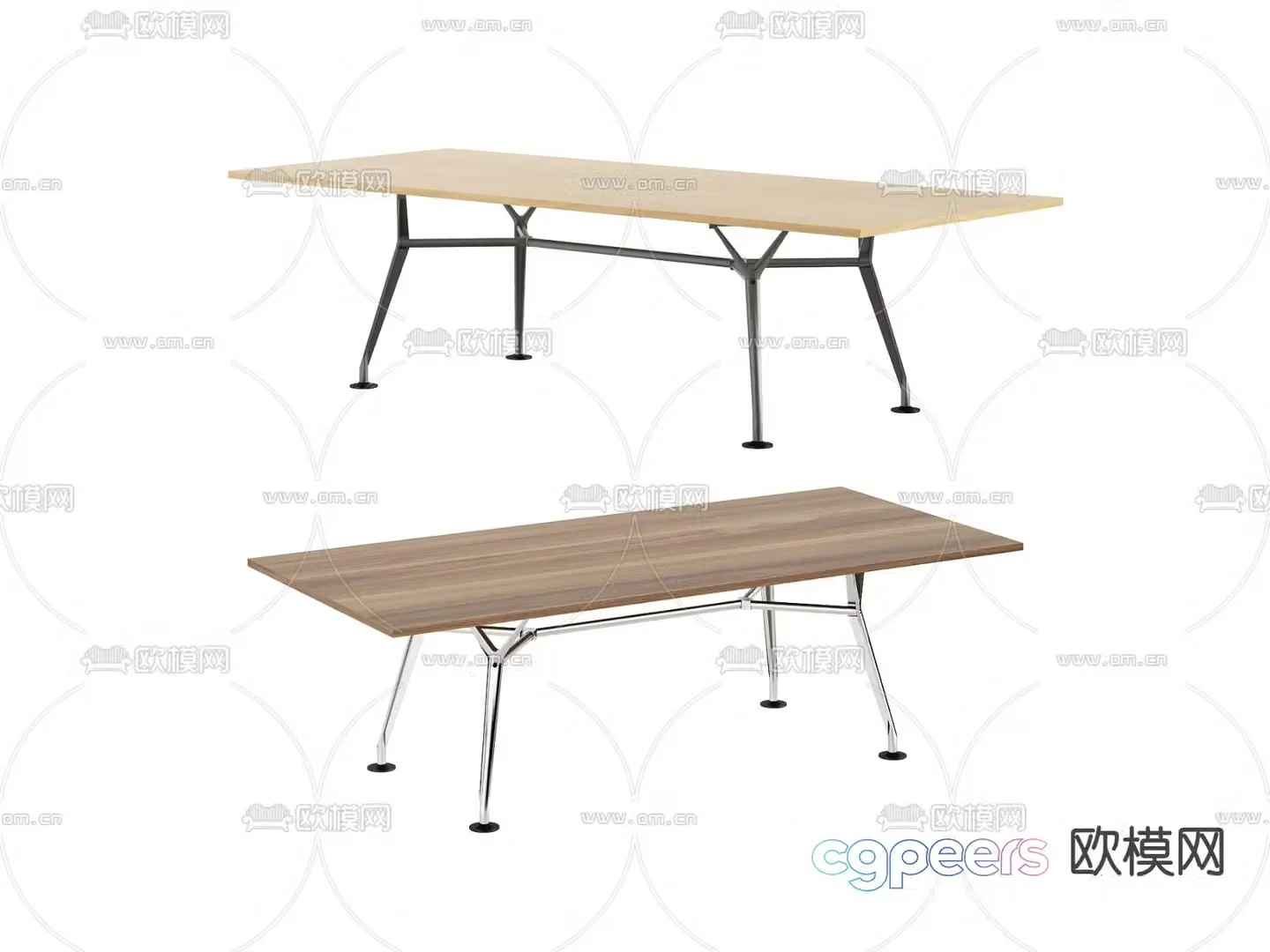 Wooden office desk conference table 3d model