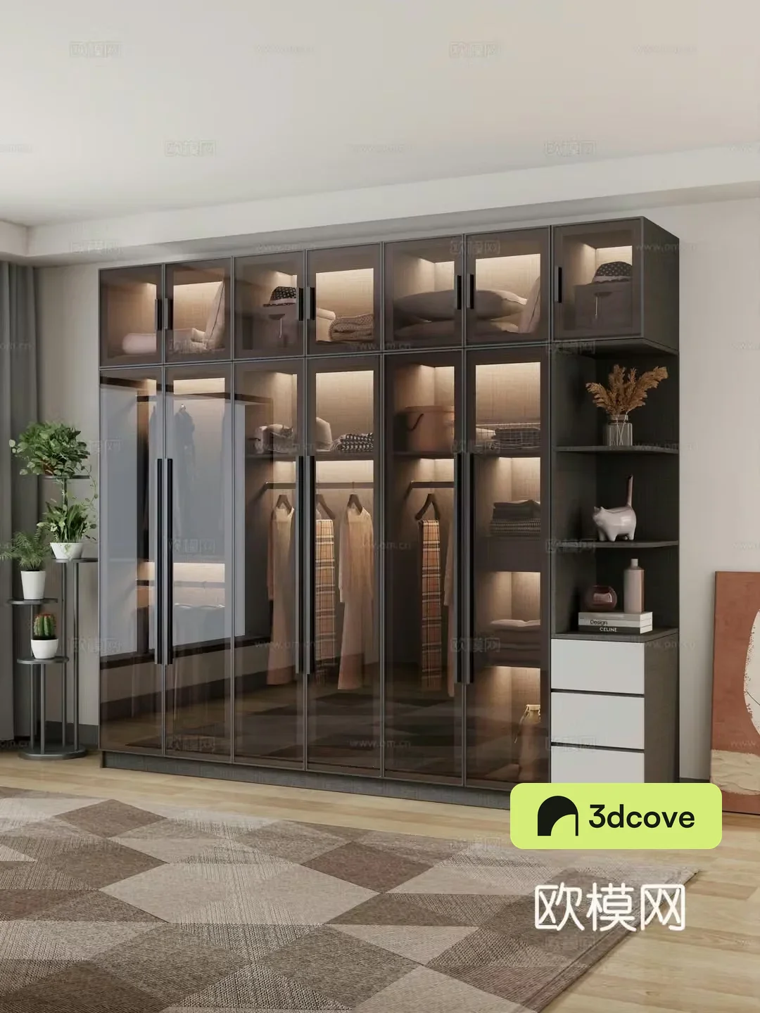 Modern wardrobe Glass wardrobe decoration Custom wardrobe