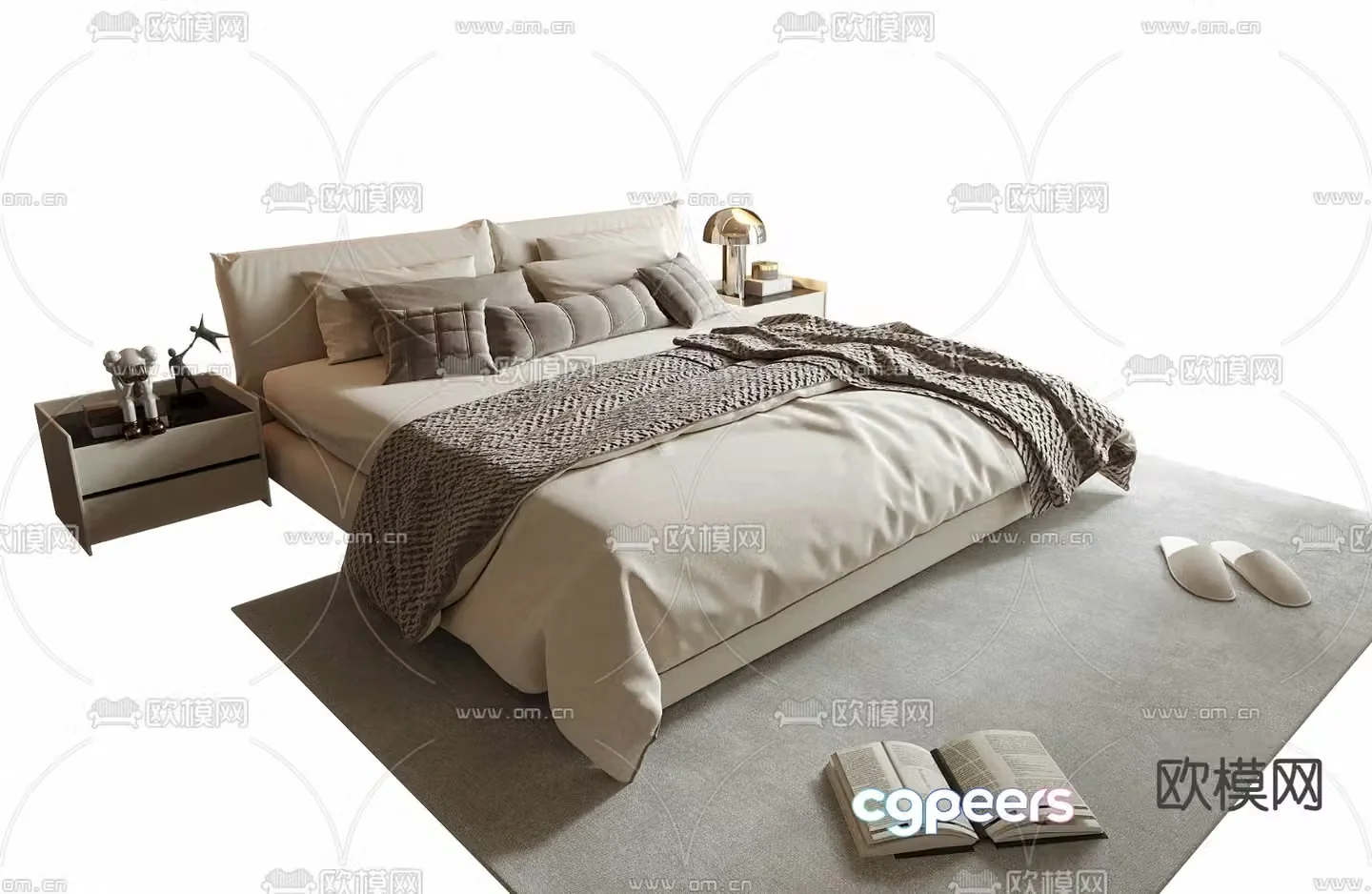 Modern double bed 3d model