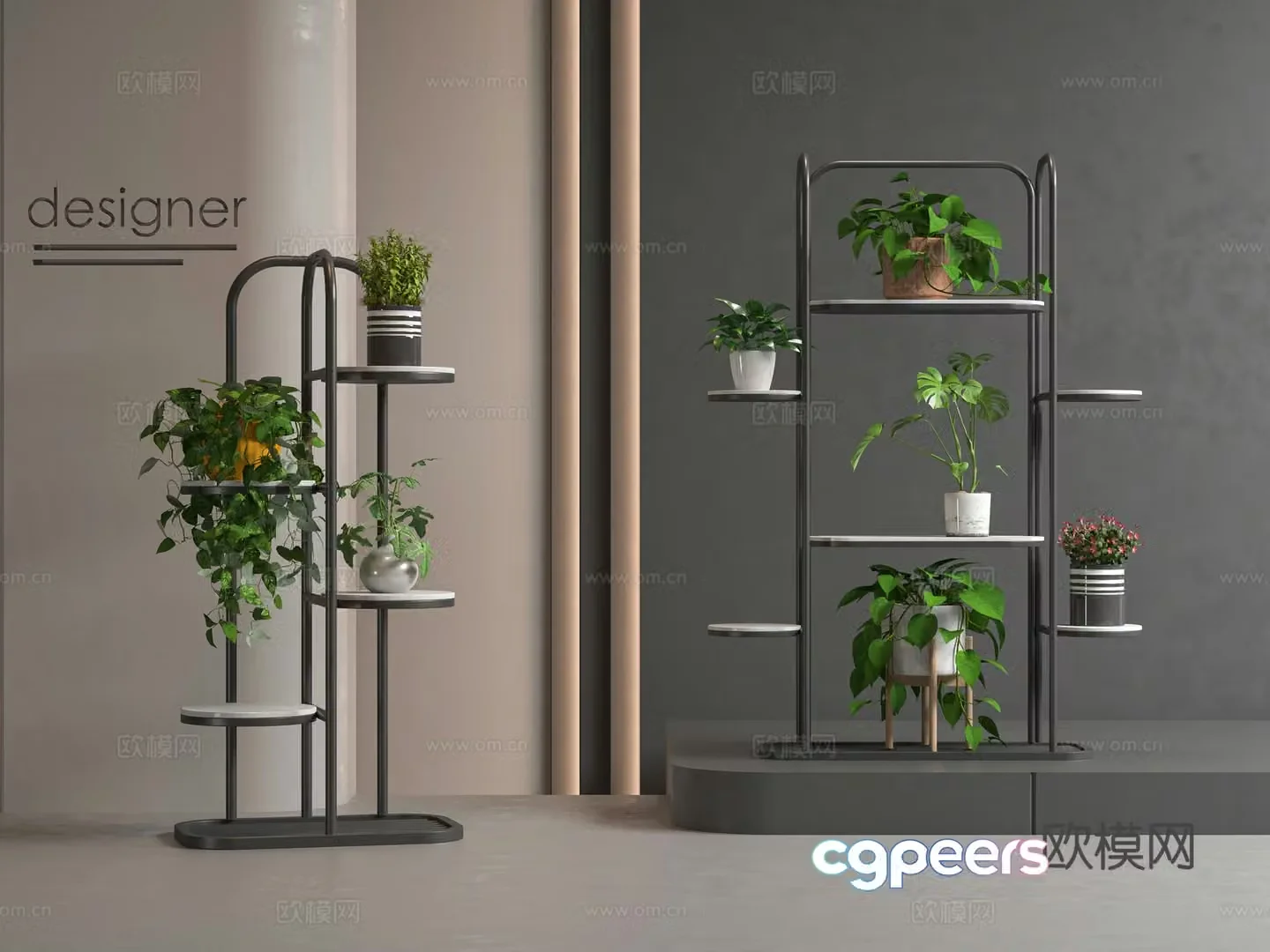 Modern potted plant stand 3D model