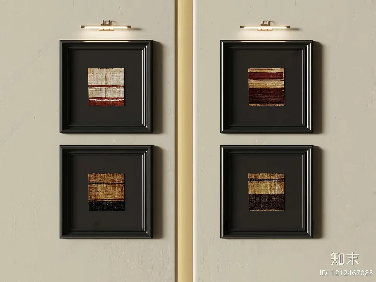 A Collection Of Four Square Framed Art Pieces 3D Model – 1368 – VRAY Render
