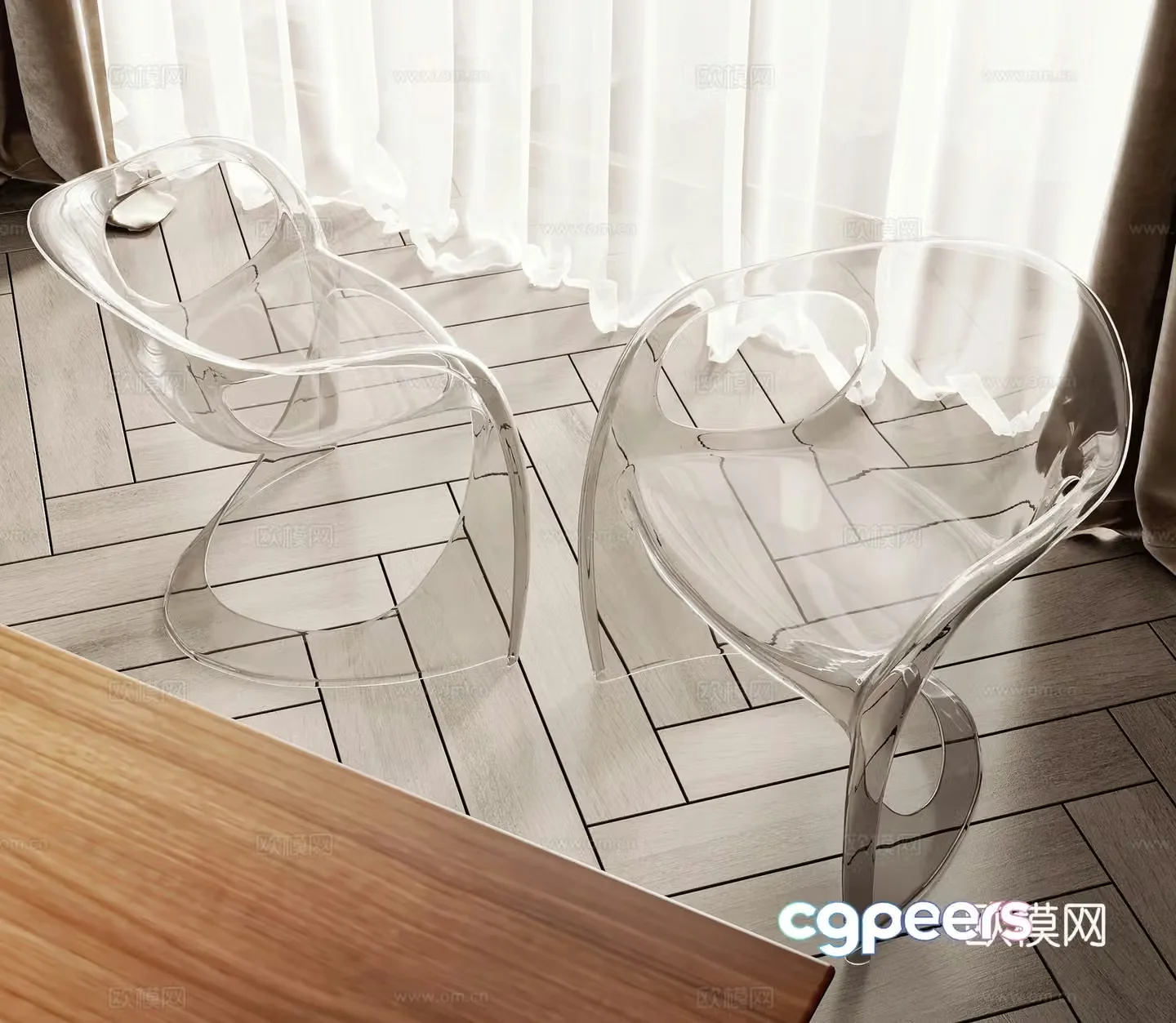 Modern acrylic chair transparent leisure chair 3d model