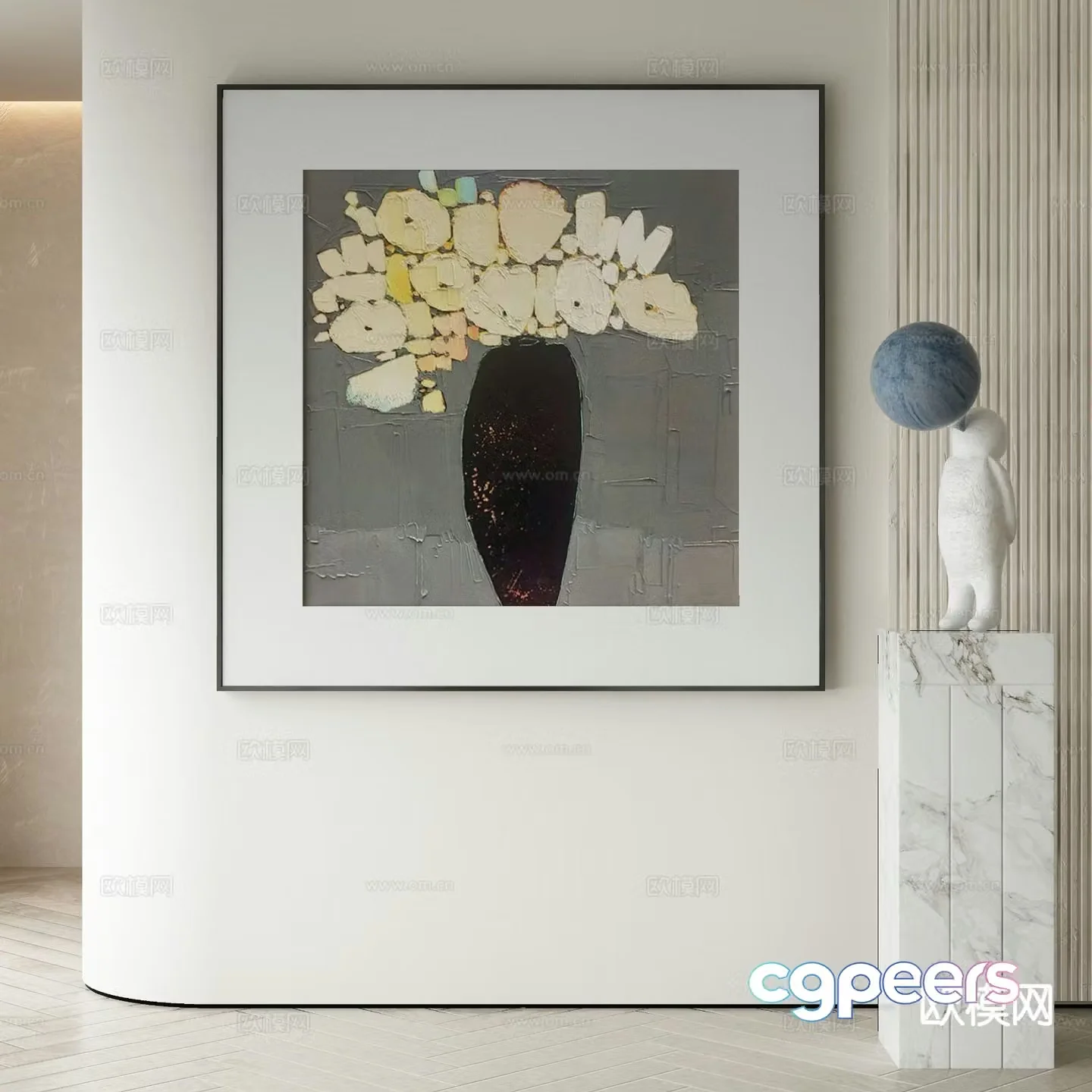 Wabi-sabi painting texture painting decorative painting hanging painting 3D model