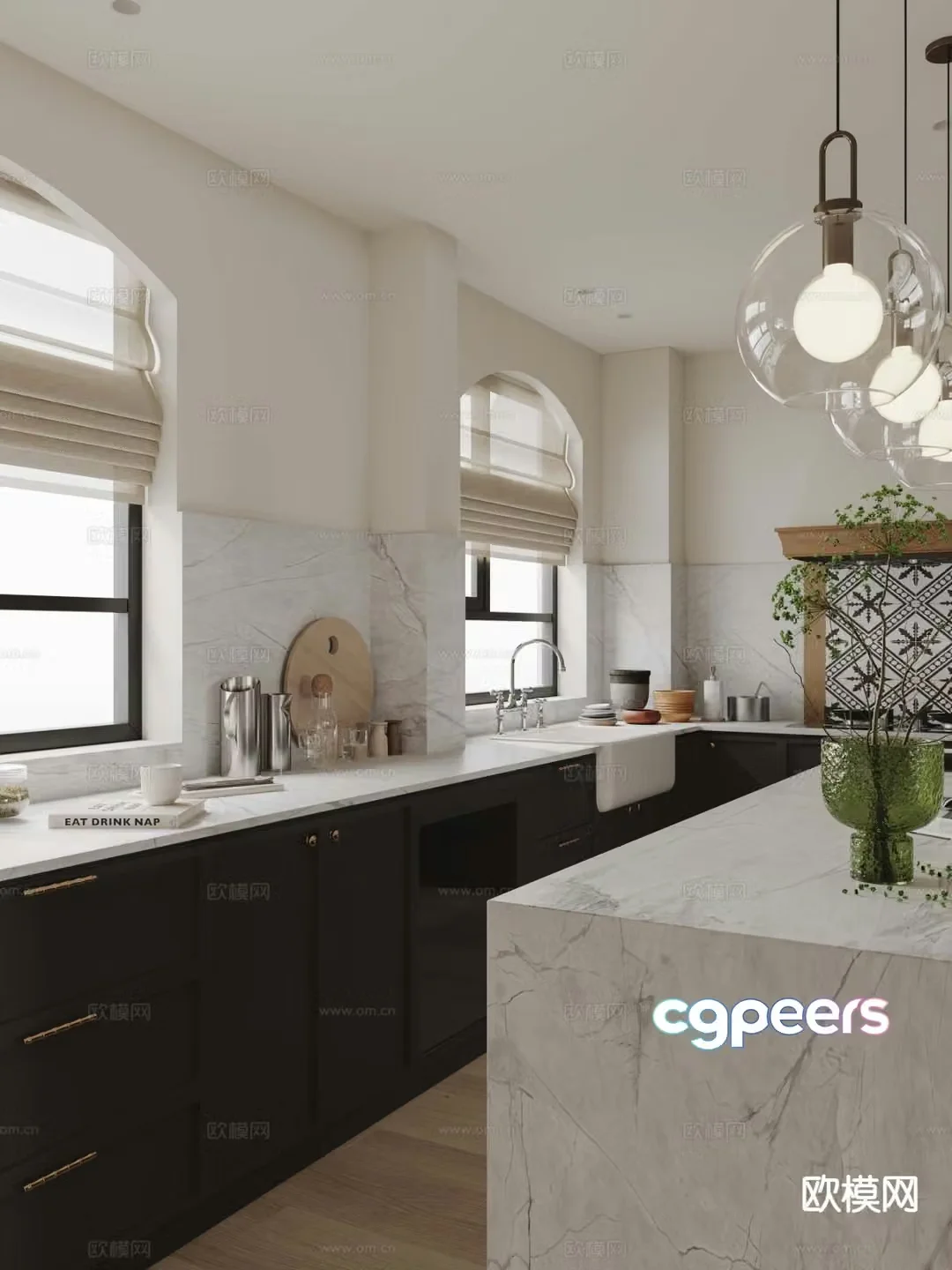 French kitchen island kitchen 3d model