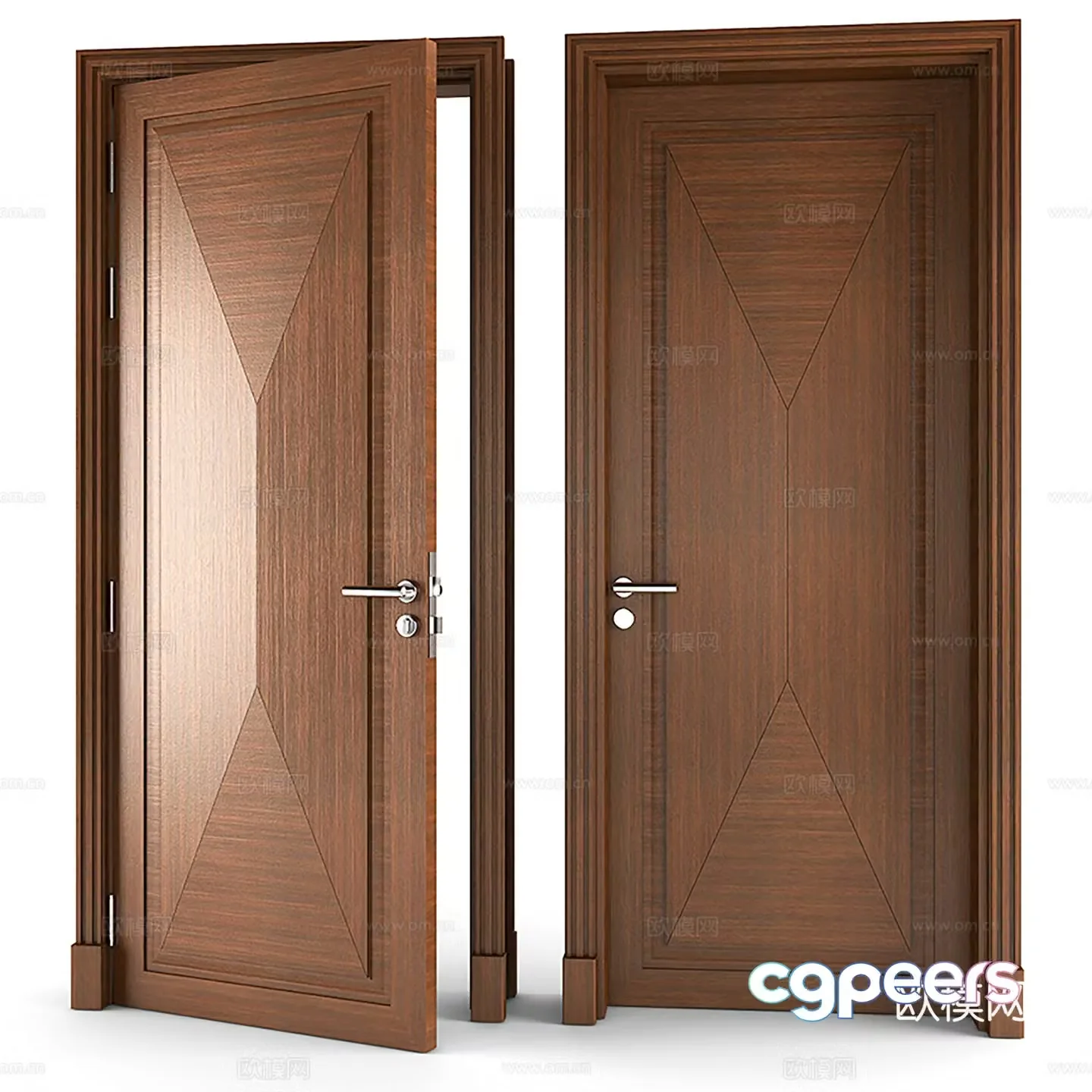 Medium style single-open door solid wood door living room door bedroom door 3D model
