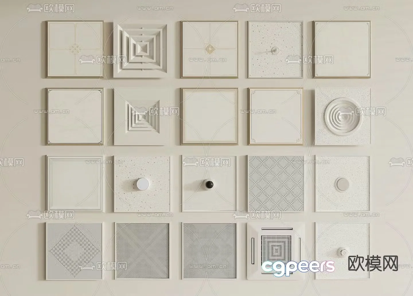 Integrated ceiling aluminum buckle plate ceiling 3D model