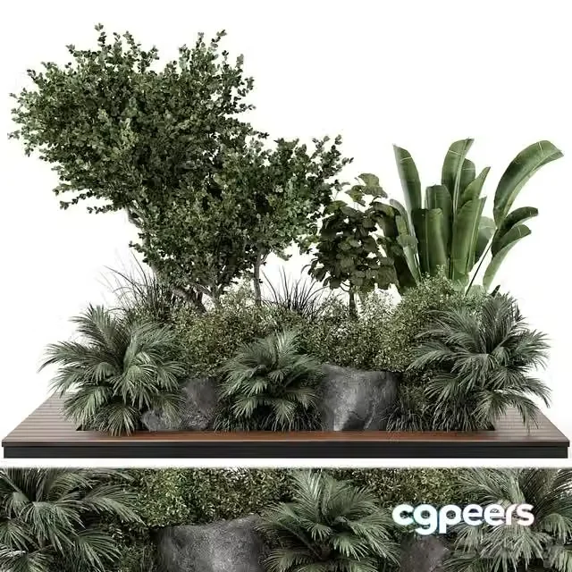 3ds Max Free – Outdoor Garden set bush and Tree – Garden Set 637