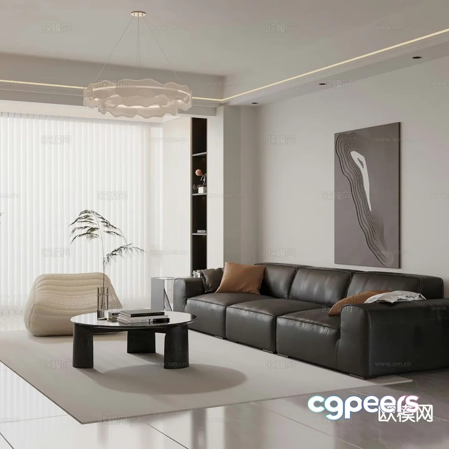 Modern minimalist guest restaurant 3D model