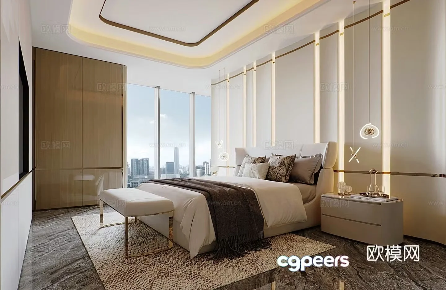 Modern bedroom master bedroom 3d model