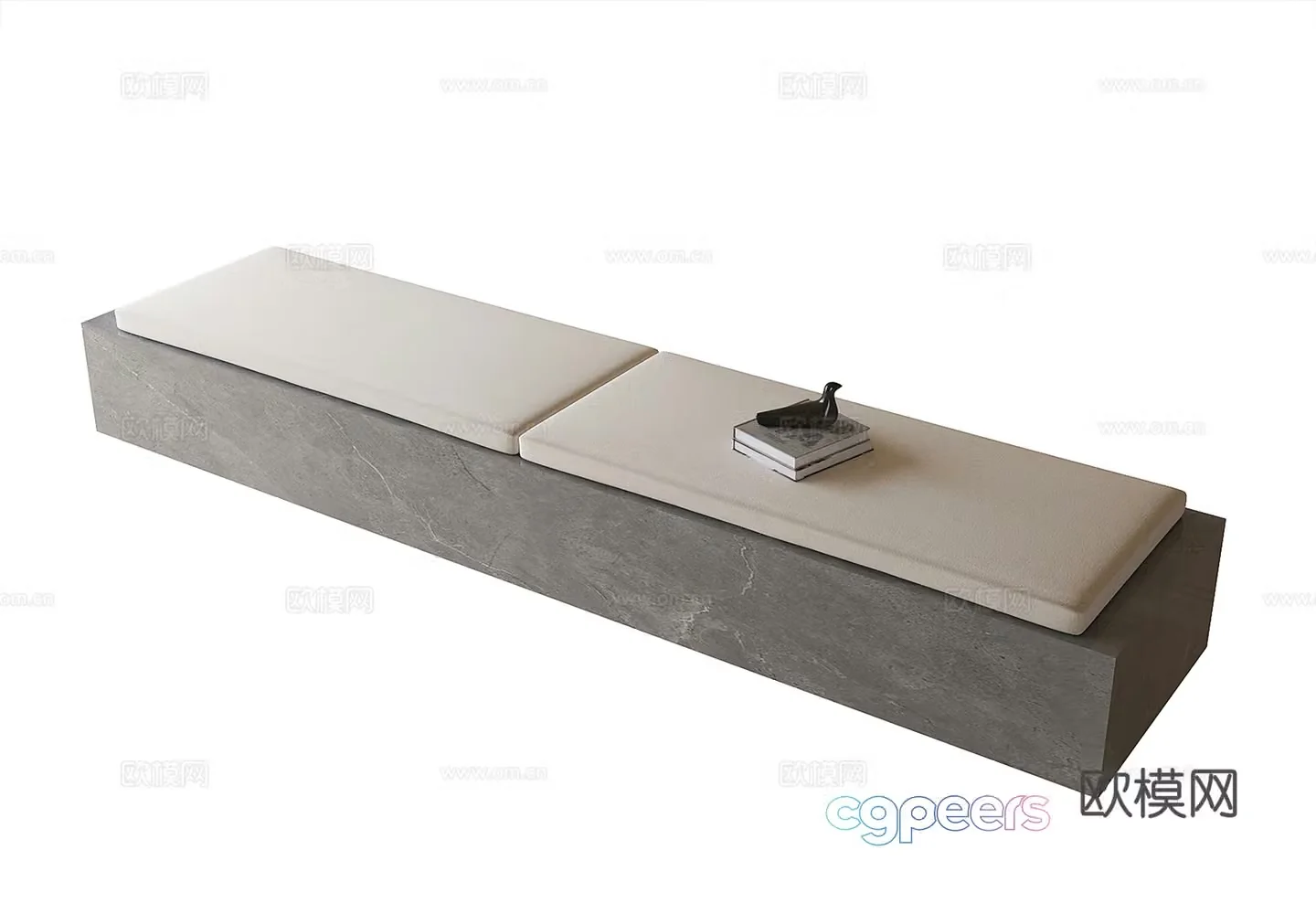 Modern bay window cushion 3D model