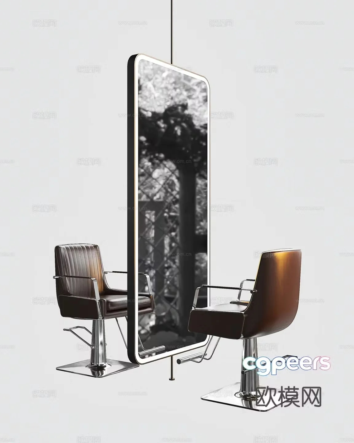 Barber chair hairdressing mirror swivel chair 3d model