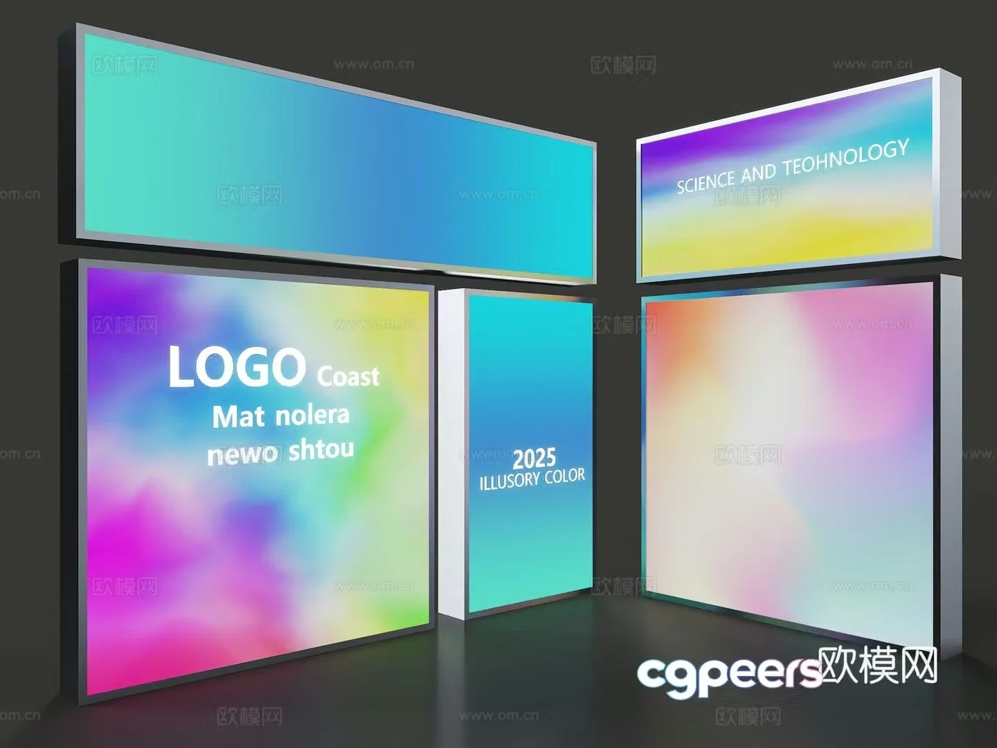 Modern beauty Chen Internet celebrity photo check-in neon lights gradient neon lights gradient light box color light 3d model