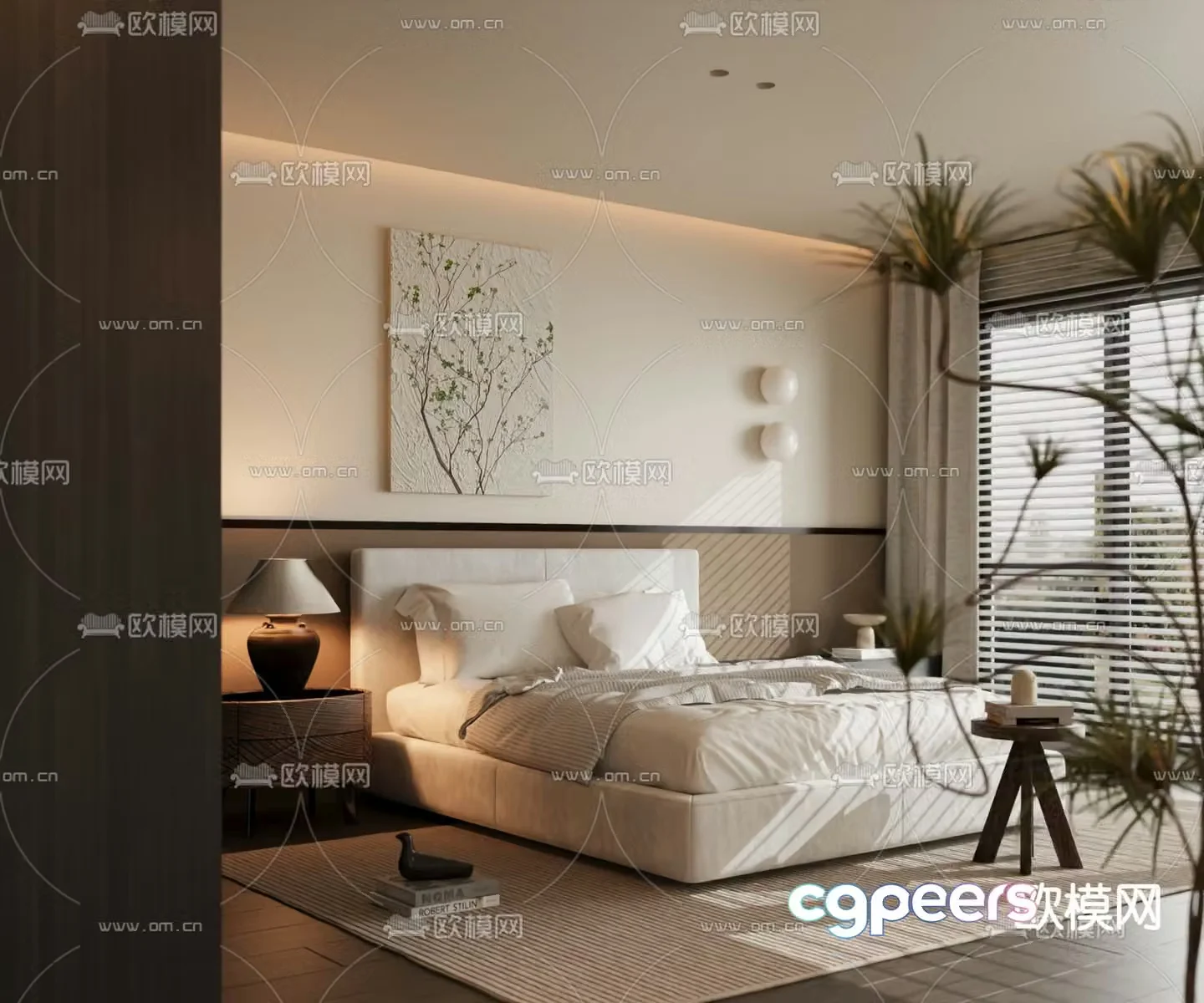 Italian room double bed 3d model