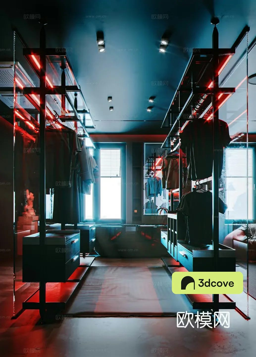 Dark modern cloakroom