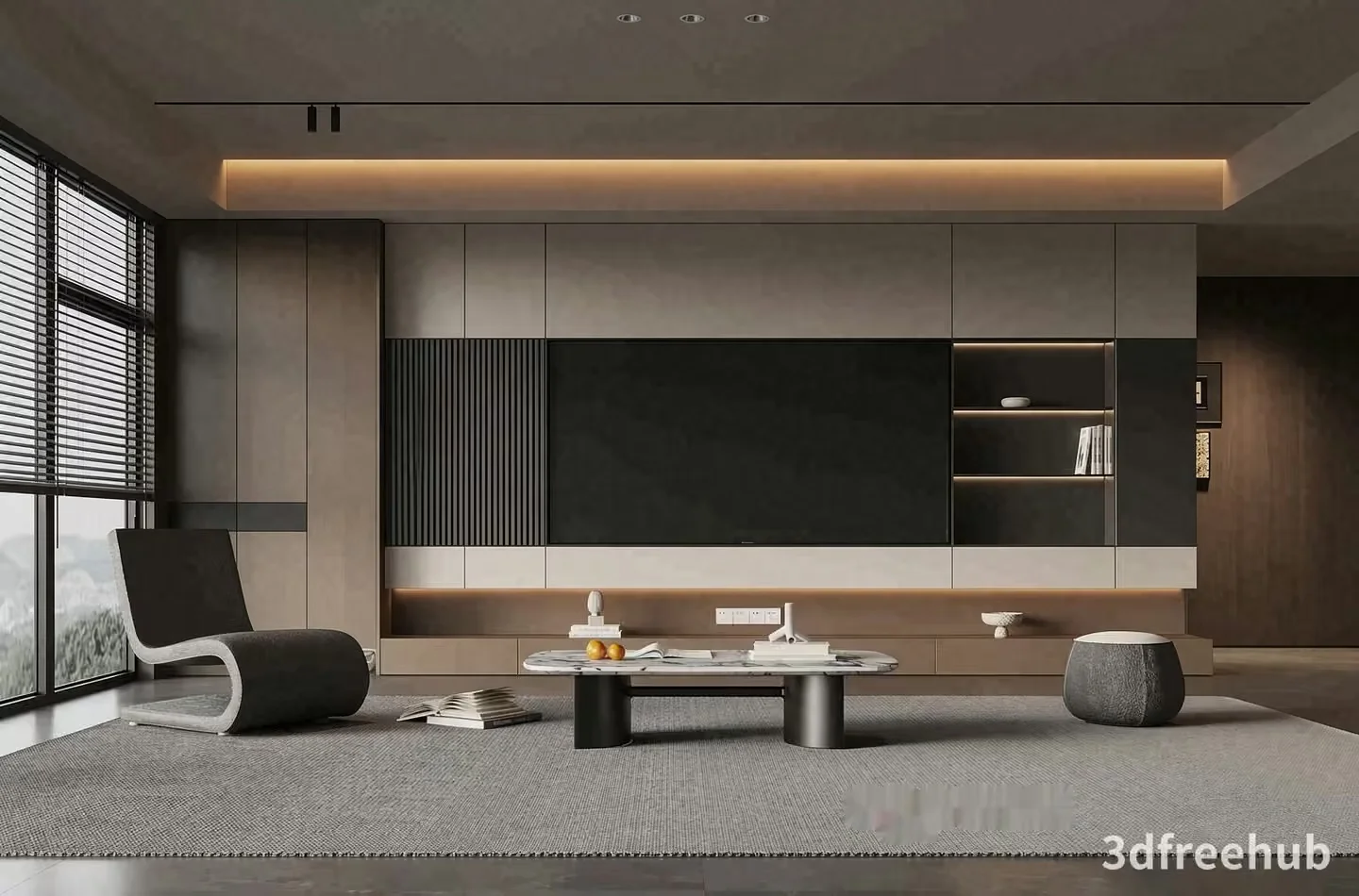 Modern Living Room 3D Model – 21558 – VRAY Render