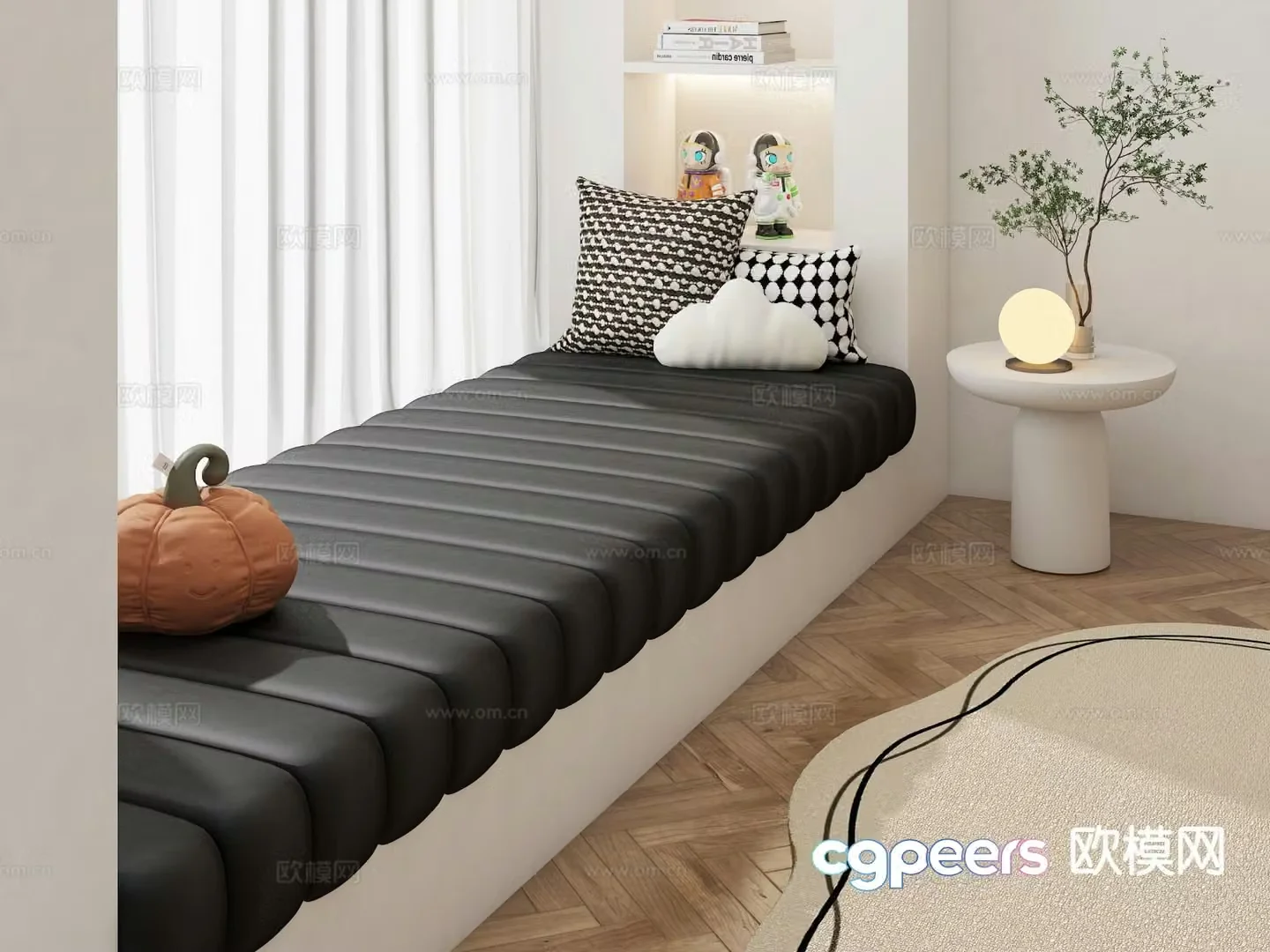Leather cushion seat cushion bay window cushion sofa cushion 3D model