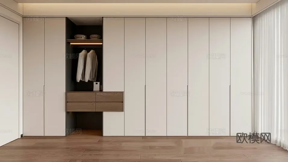 Modern Walk-In Closet 3D Model – 4257 – VRAY Render
