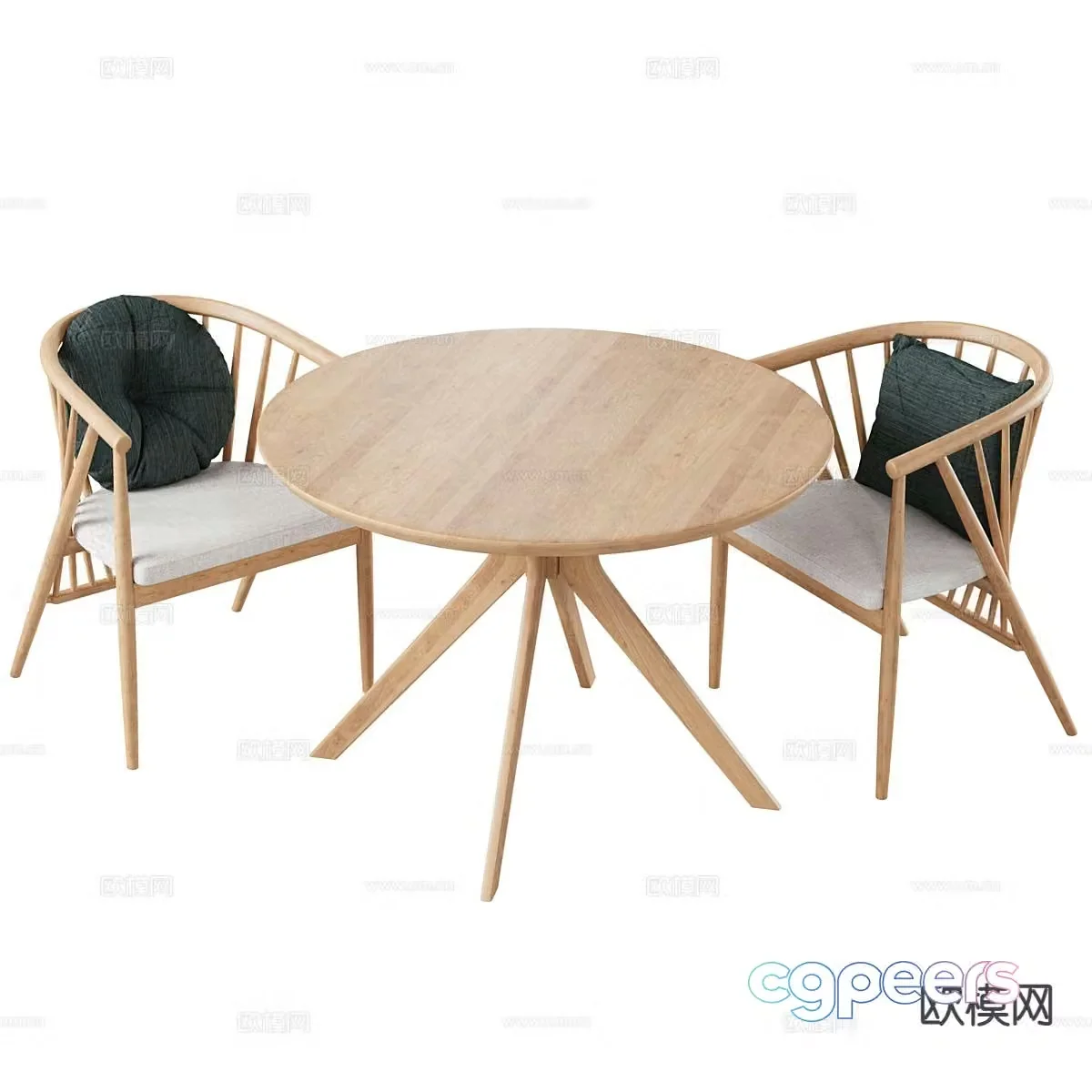 Modern leisure tables and chairs wooden table round table 3d model
