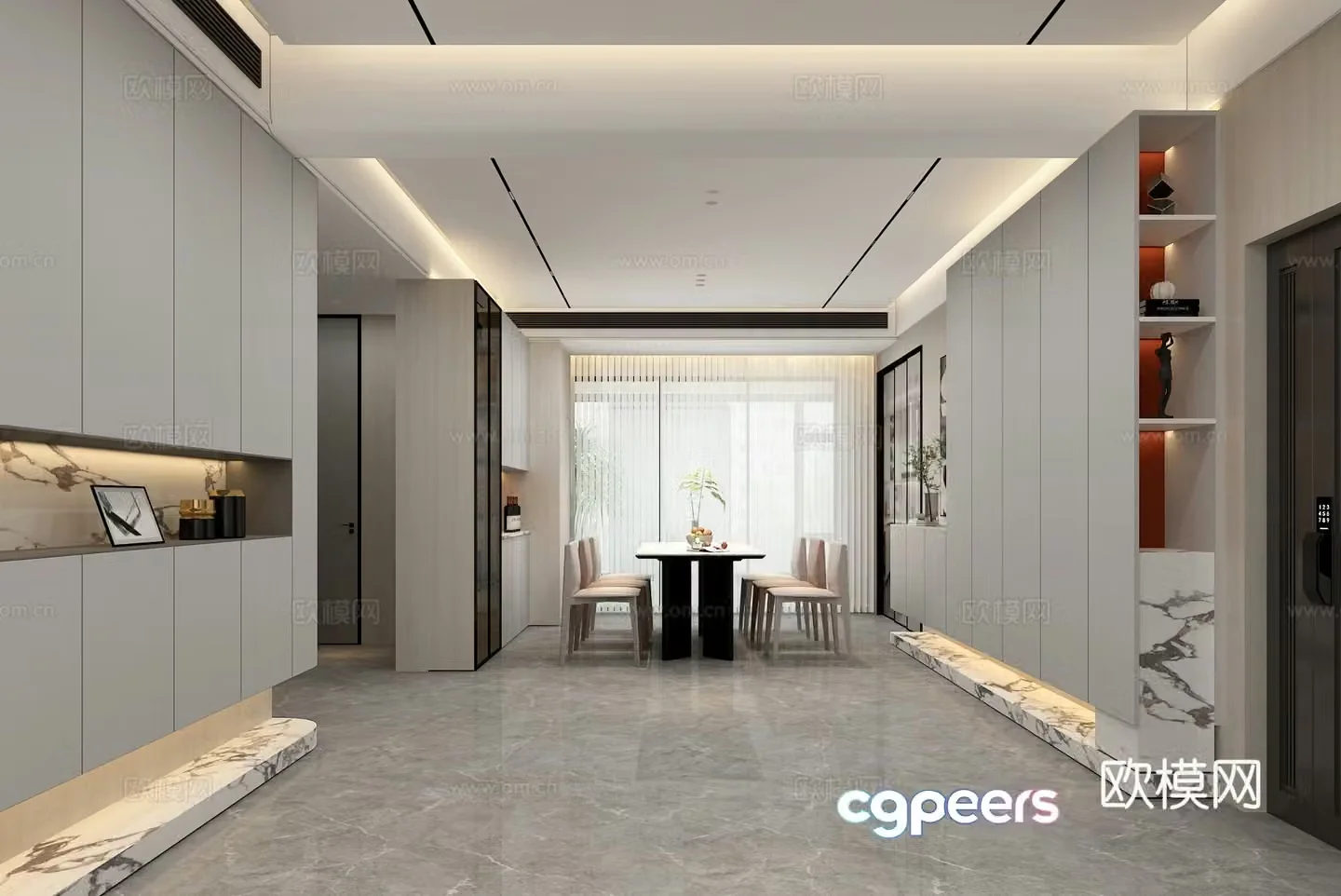 Modern restaurant wine cabinet decorative cabinet 3d model