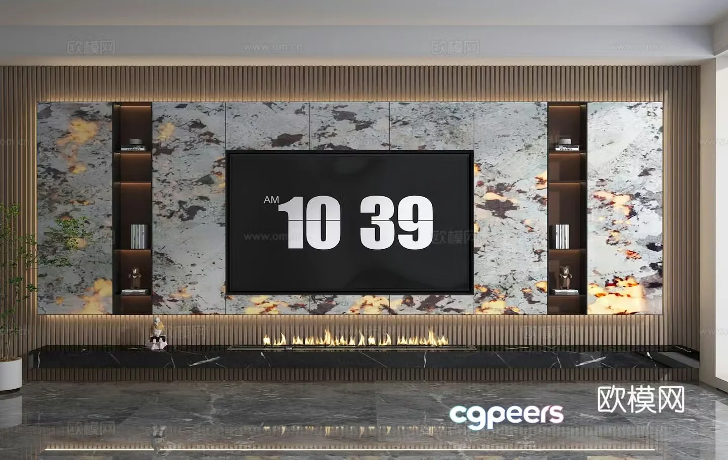 3d model of TV background wall