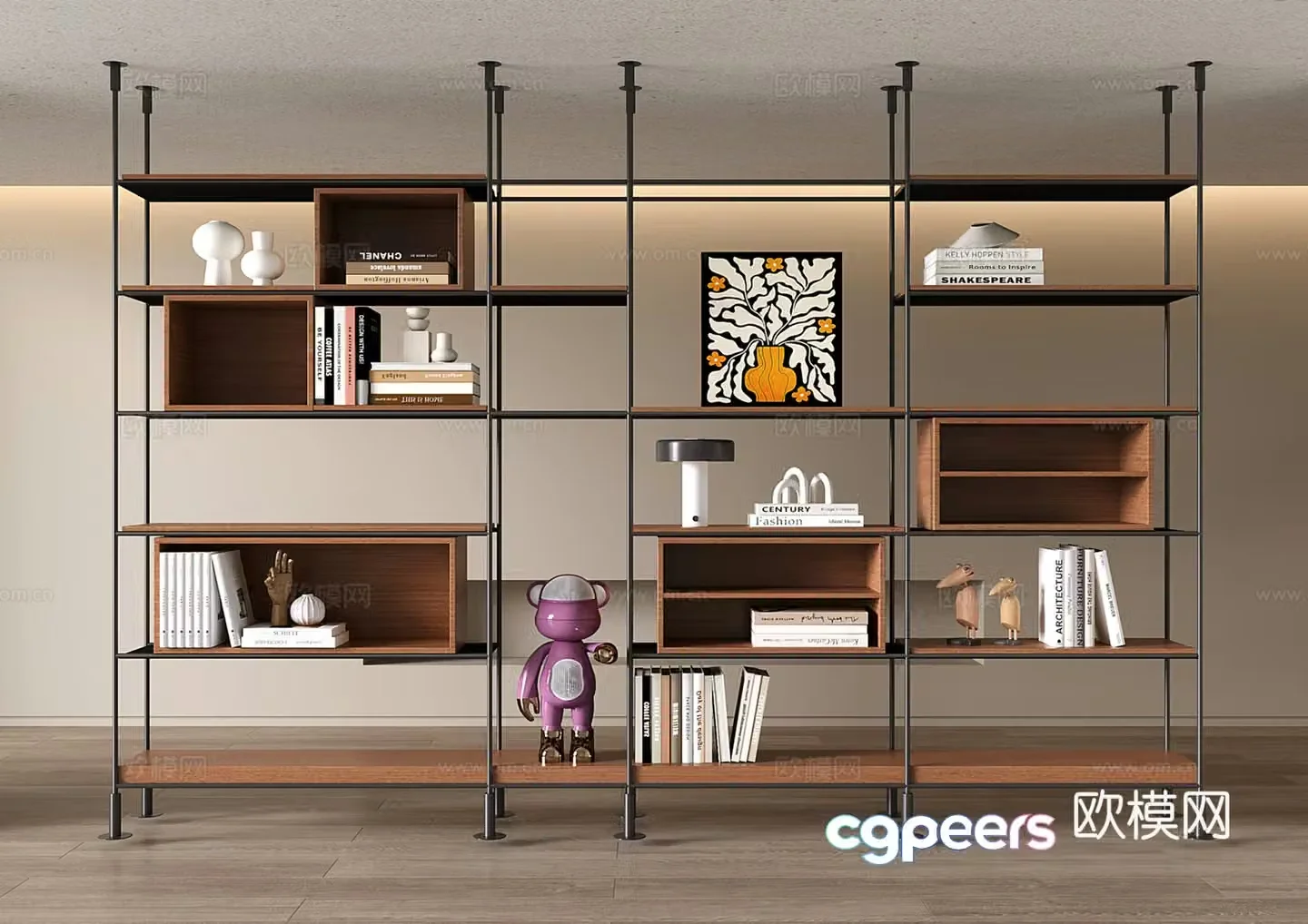 Modern wrought iron partition bookshelf Decorative rack Display rack Storage rack 3D model