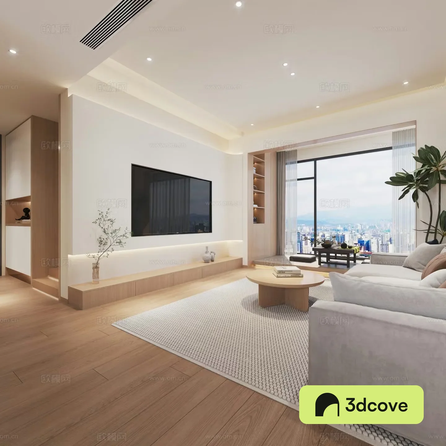 Simple log style living and dining room