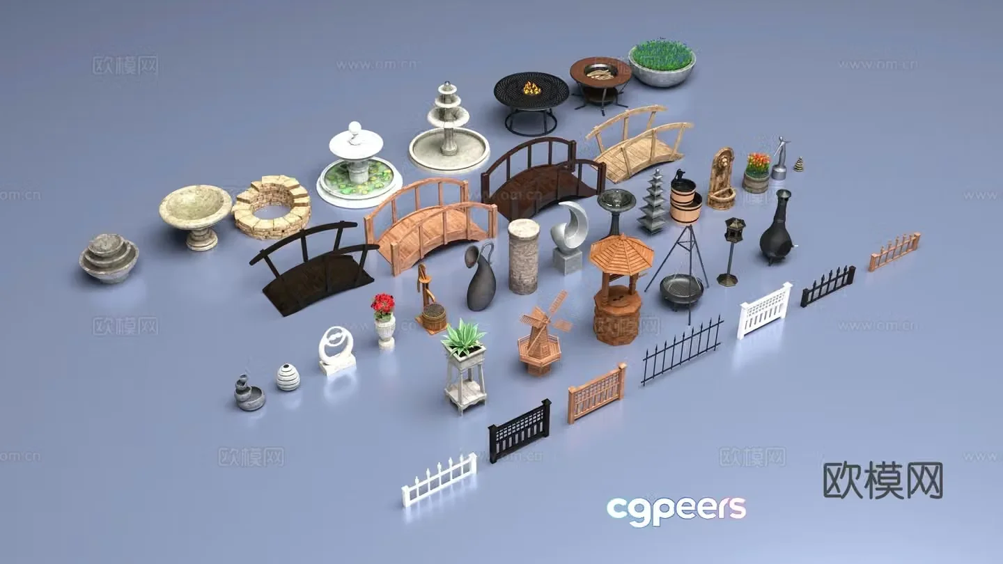Landscape gardening items 3d model