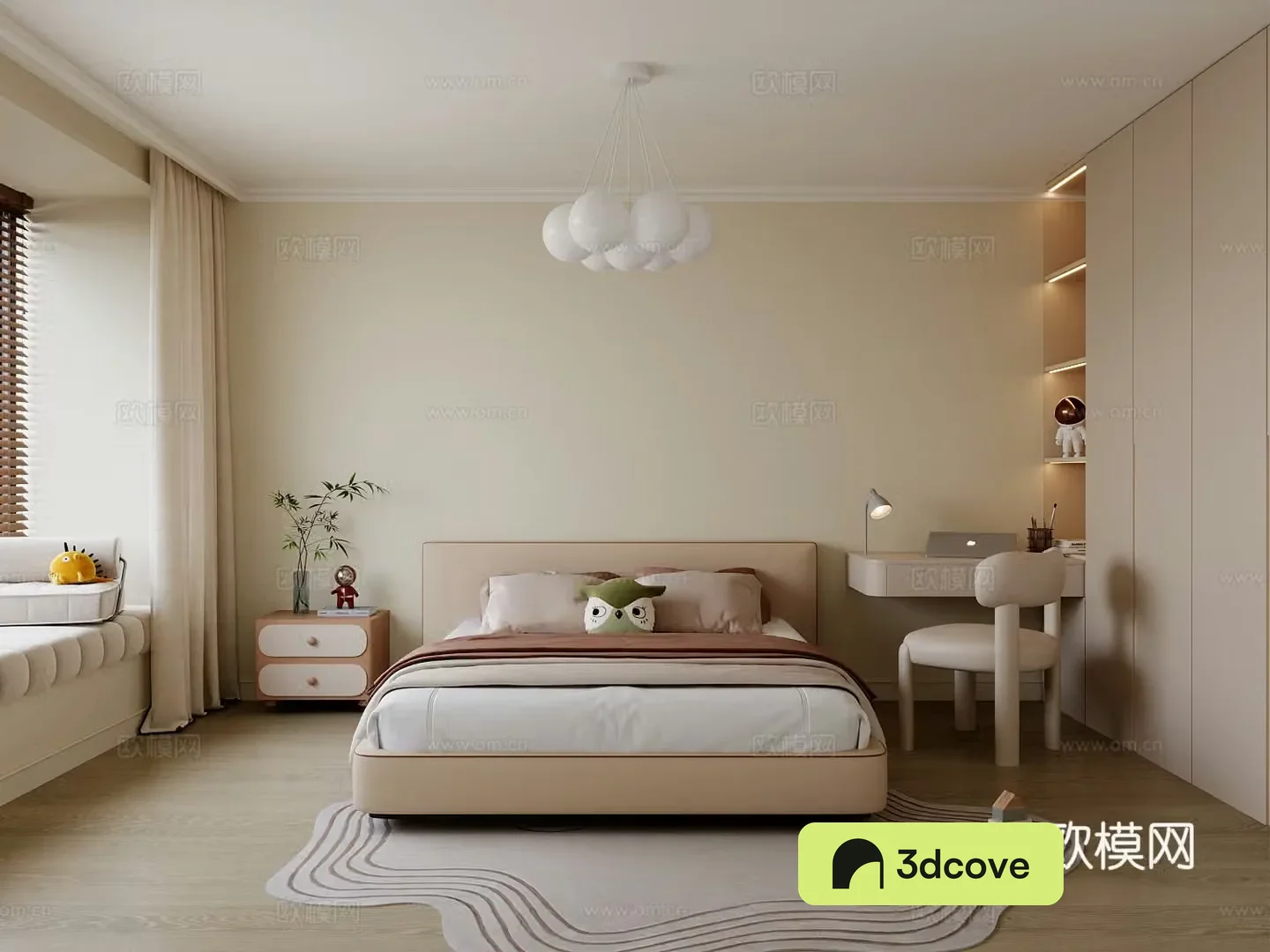 Modern children’s room children’s bed wardrobe