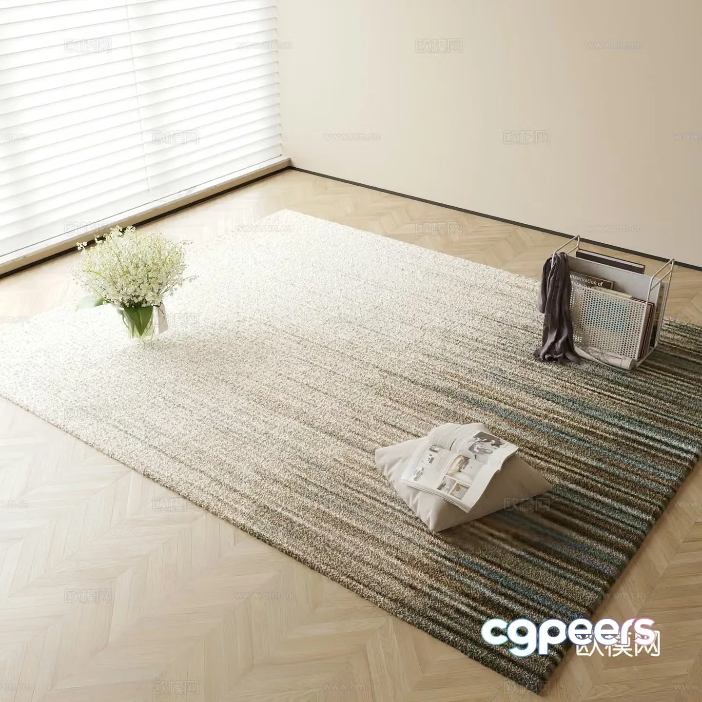 Modern carpet square rug 3d model
