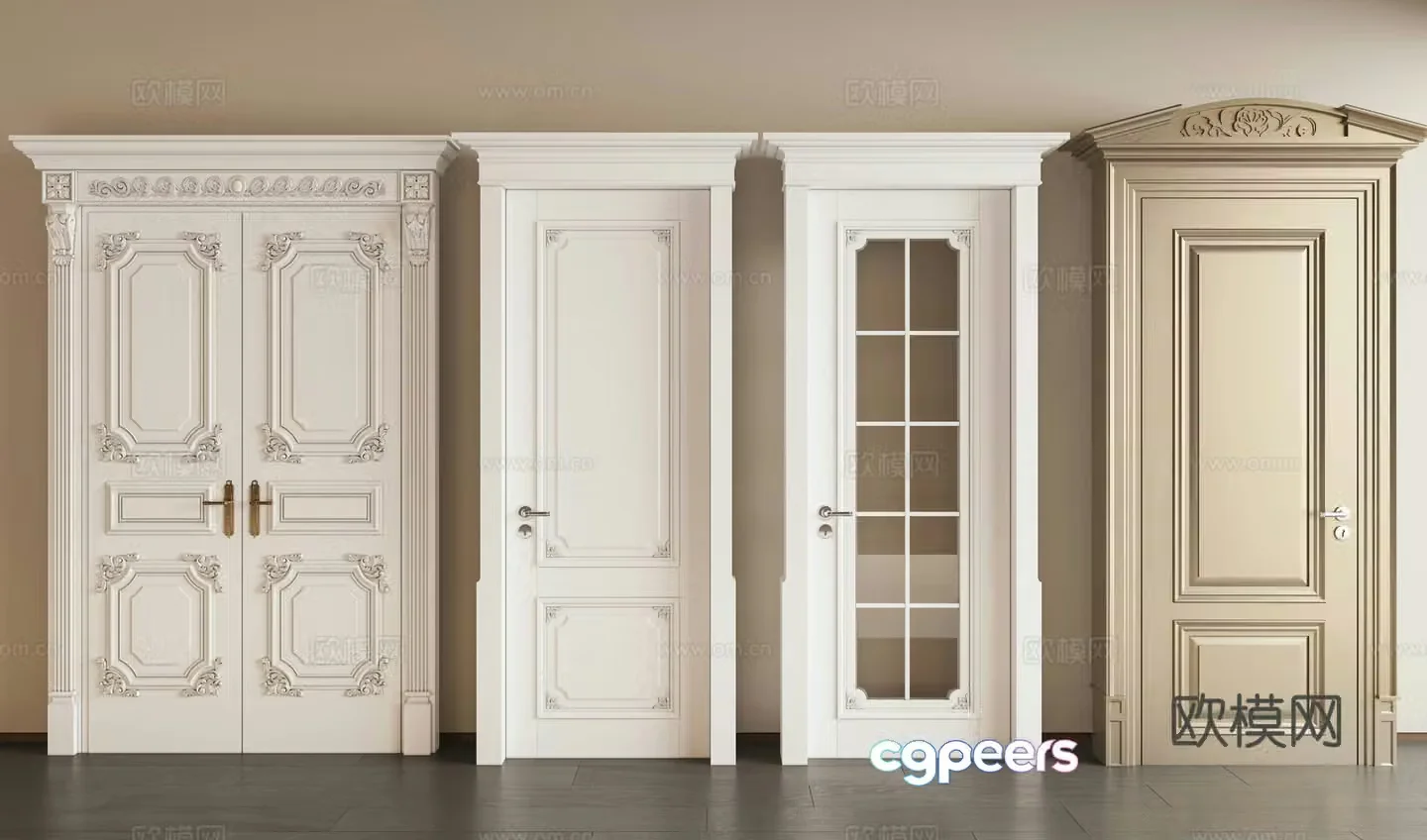 French door combination French single open French combination Single open Bedroom Kitchen and bathroom door European door 3D model