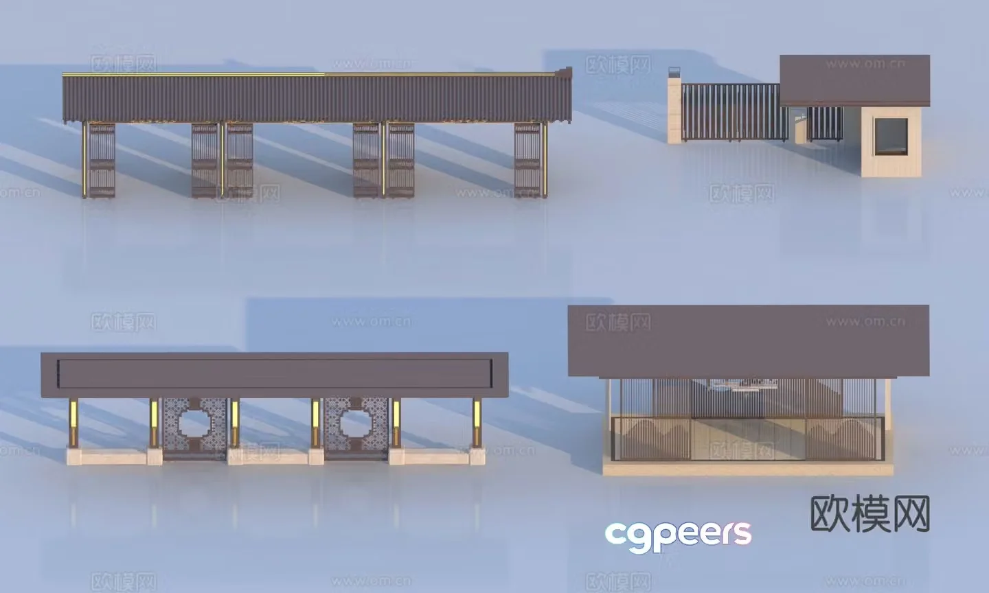 New Chinese style corridor corridor corridor 3D model