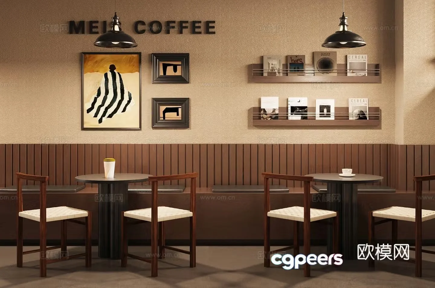 Wasabi Milk Tea Shop Dining Area 3D Model