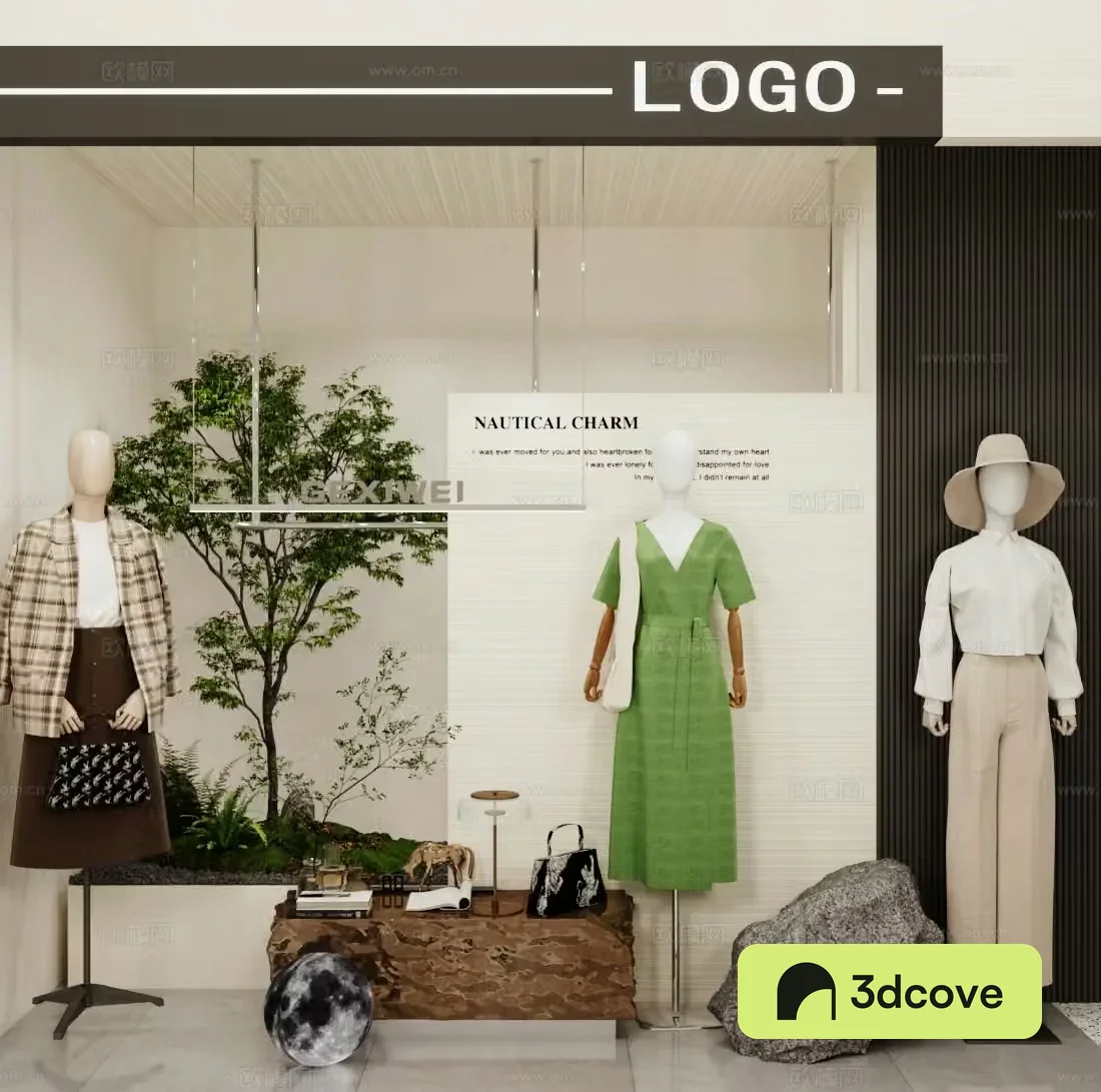 Modern window Clothing store cabinet display area