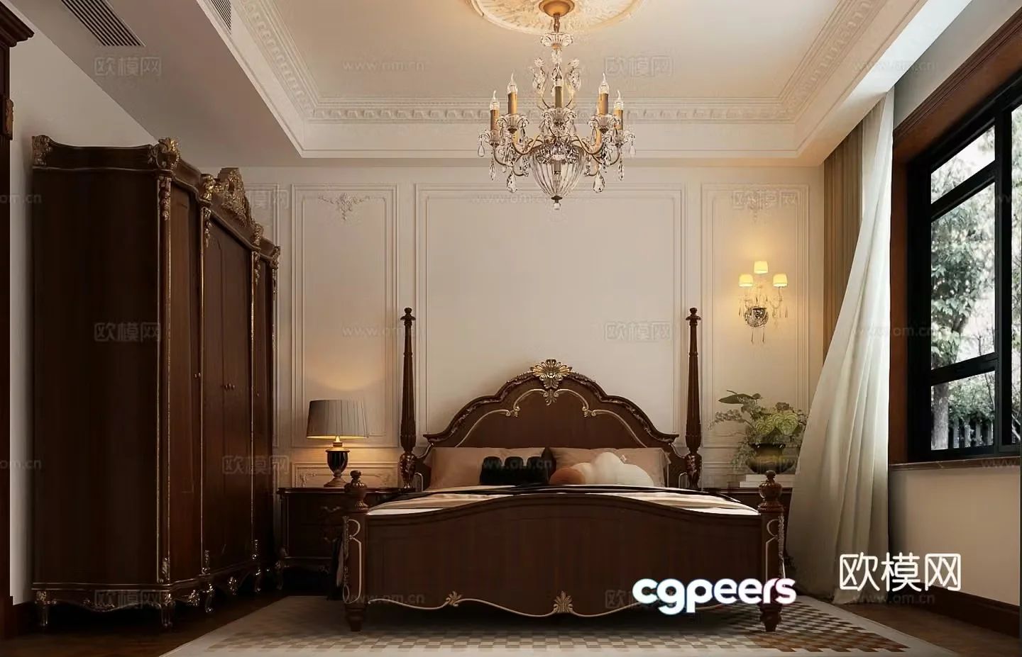 American style bedroom master bedroom 3d model