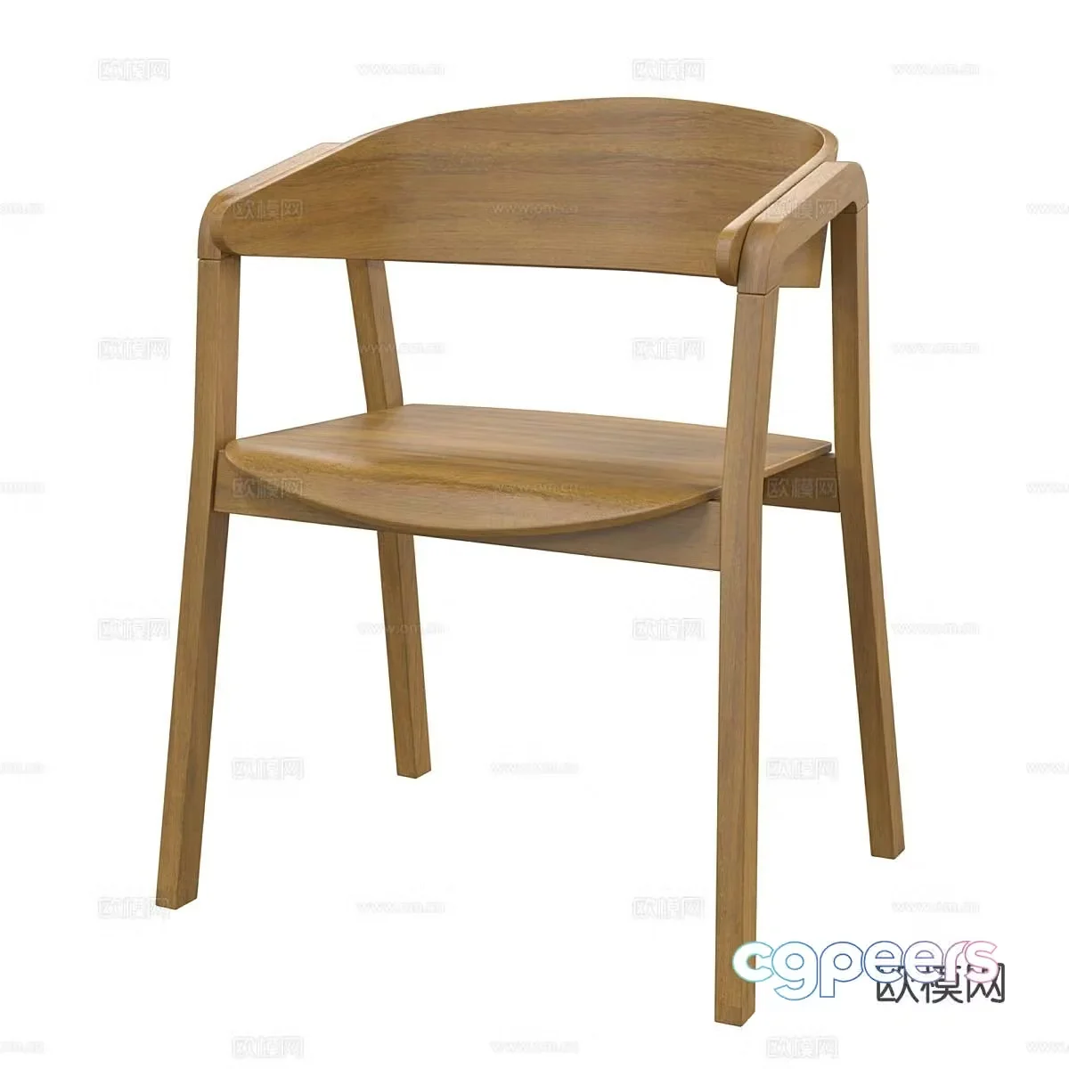 Nordic simple chair wooden chair single chair 3d model