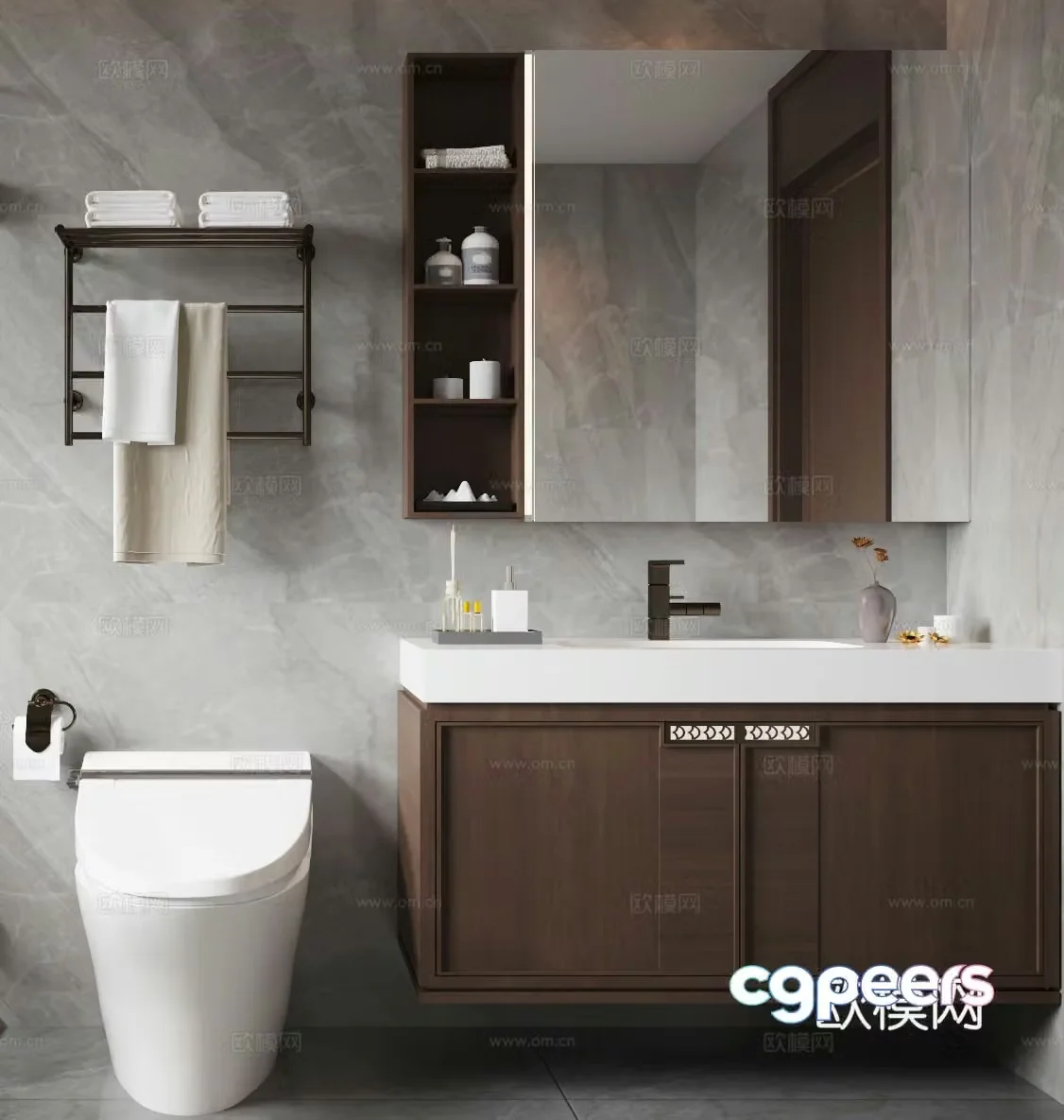 New Chinese bathroom cabinet 3D model