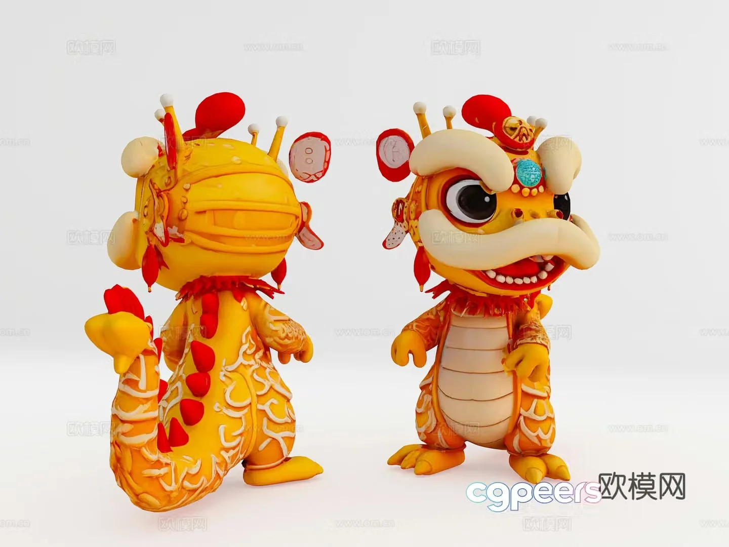 Lion dance mascot Year of the Snake Mascot National Trend Beauty Chen Mascot Figure 3D Model