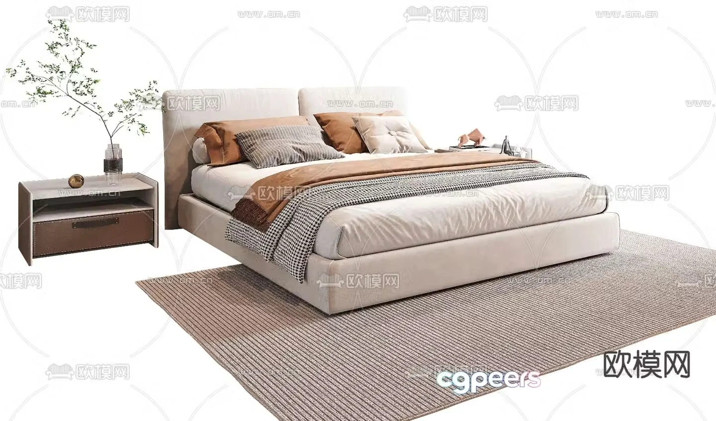 Modern double bed 3d model