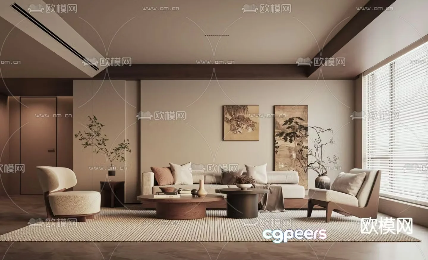 Middle-aged living room 3d model